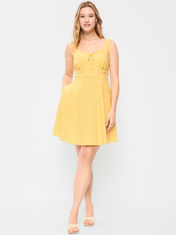 Fit & Flare Linen Mini Dress