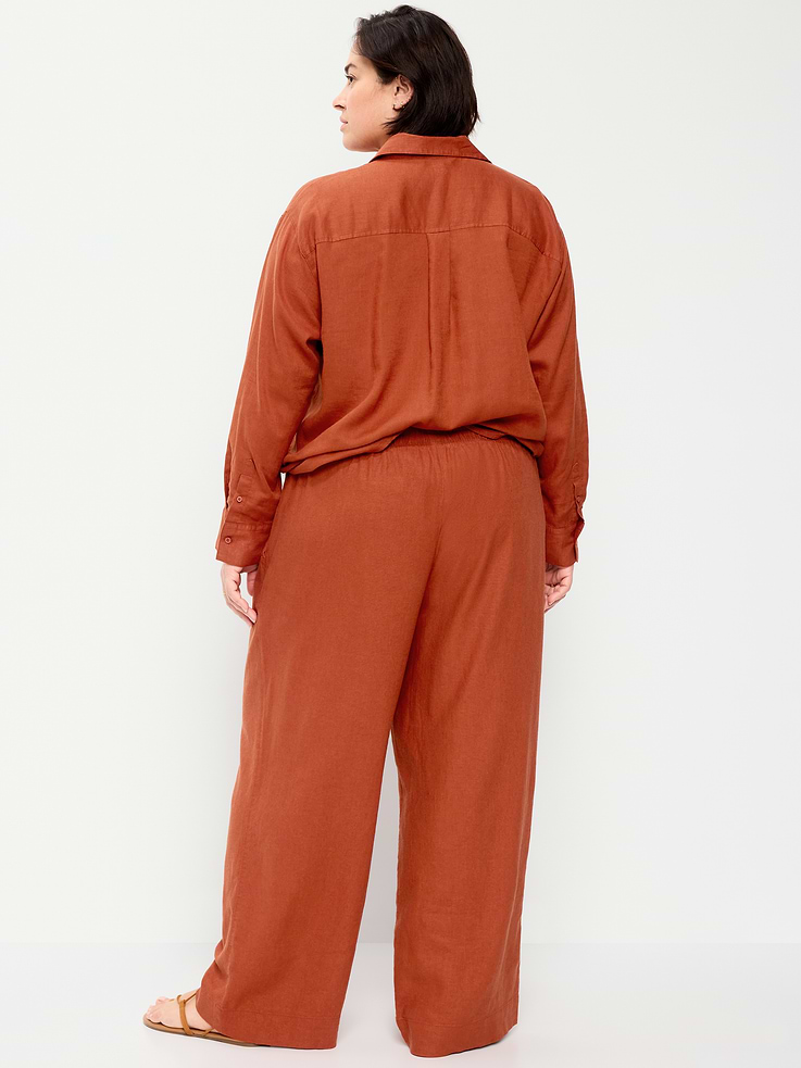 Image number 10 showing, High-Waisted Linen-Blend Super Wide-Leg Pants