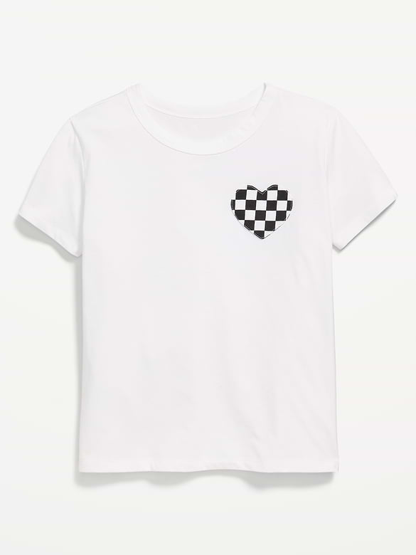 Softest Short-Sleeve Heart-Pocket T-Shirt for Girls