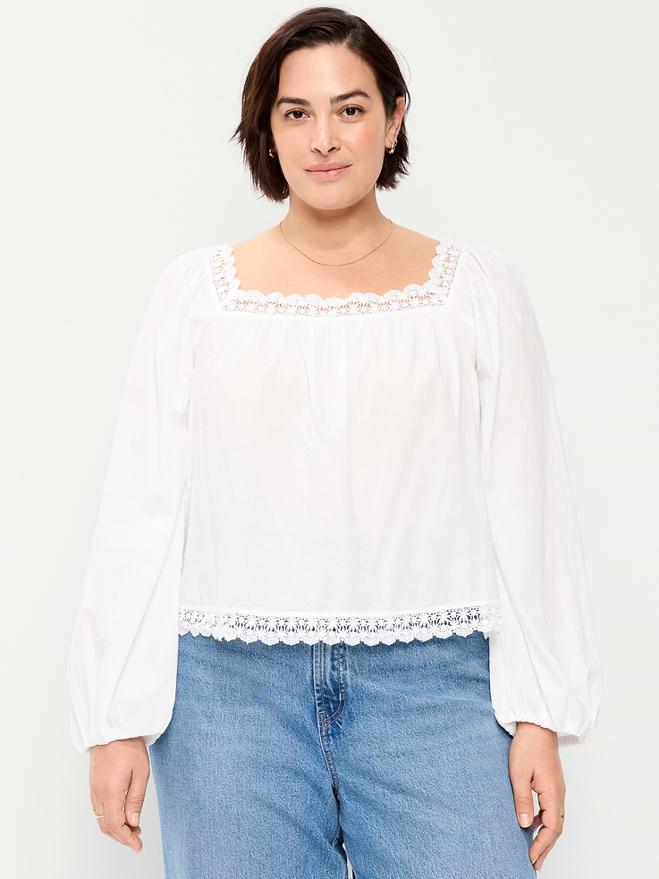 Image number 7 showing, Long-Sleeve Lace Trim Top