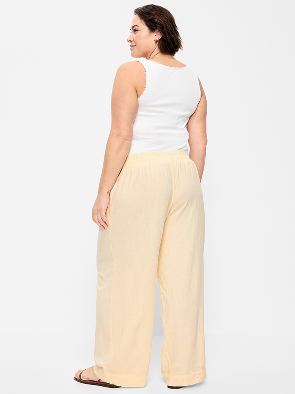 High-Waisted Linen-Blend Super Wide-Leg Pants