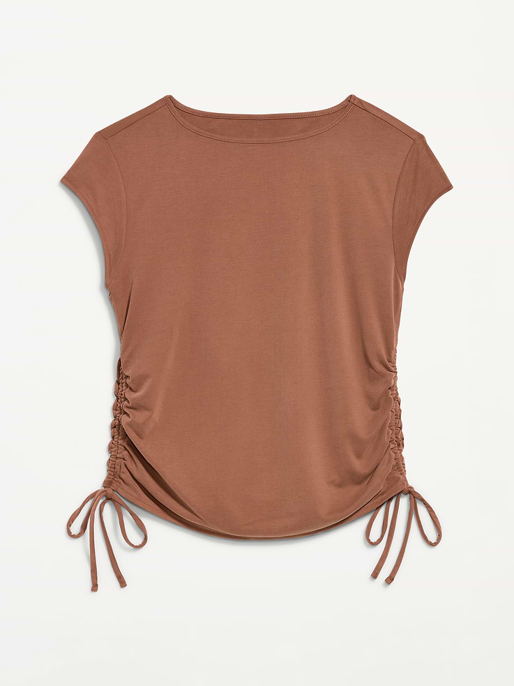 Image number 5 showing, Cap-Sleeve Shirred Side Top
