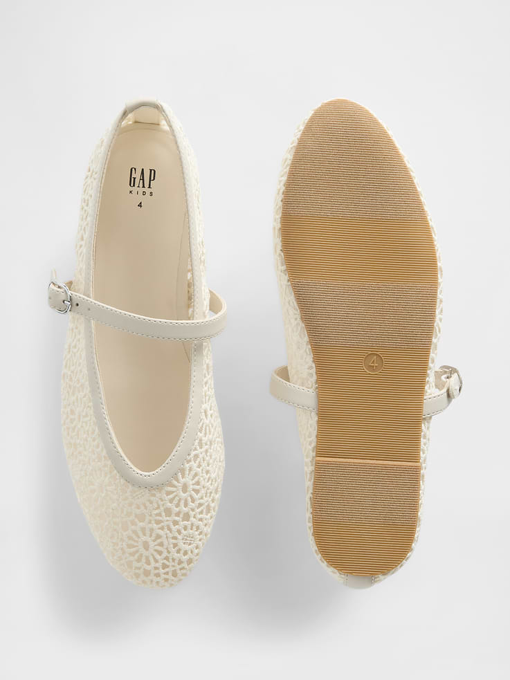 Image number 3 showing, Kids Crochet Mary Jane Flats