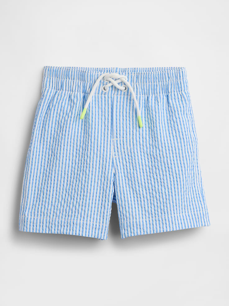 Image number 1 showing, Baby & Toddler Seersucker Swim Trunks