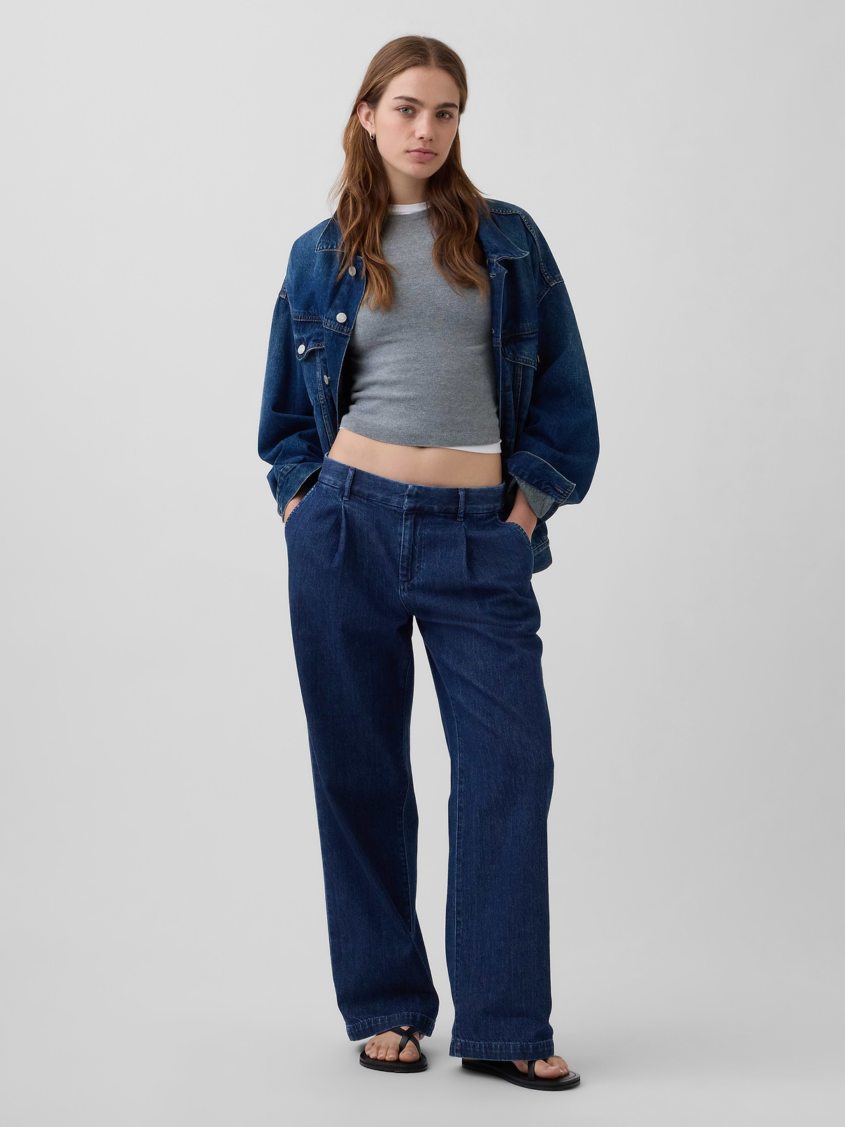 365 Low Rise Denim Pleated Trousers