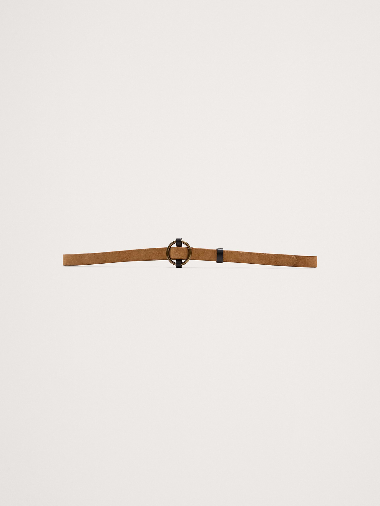 Leather Circle-Buckle Skinny Belt