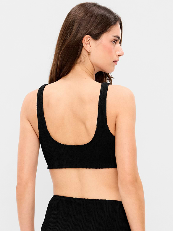 Ribbed Scoop-Neck Swim Top