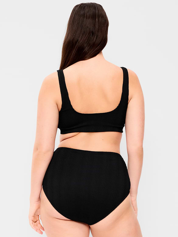 Ribbed Scoop-Neck Swim Top