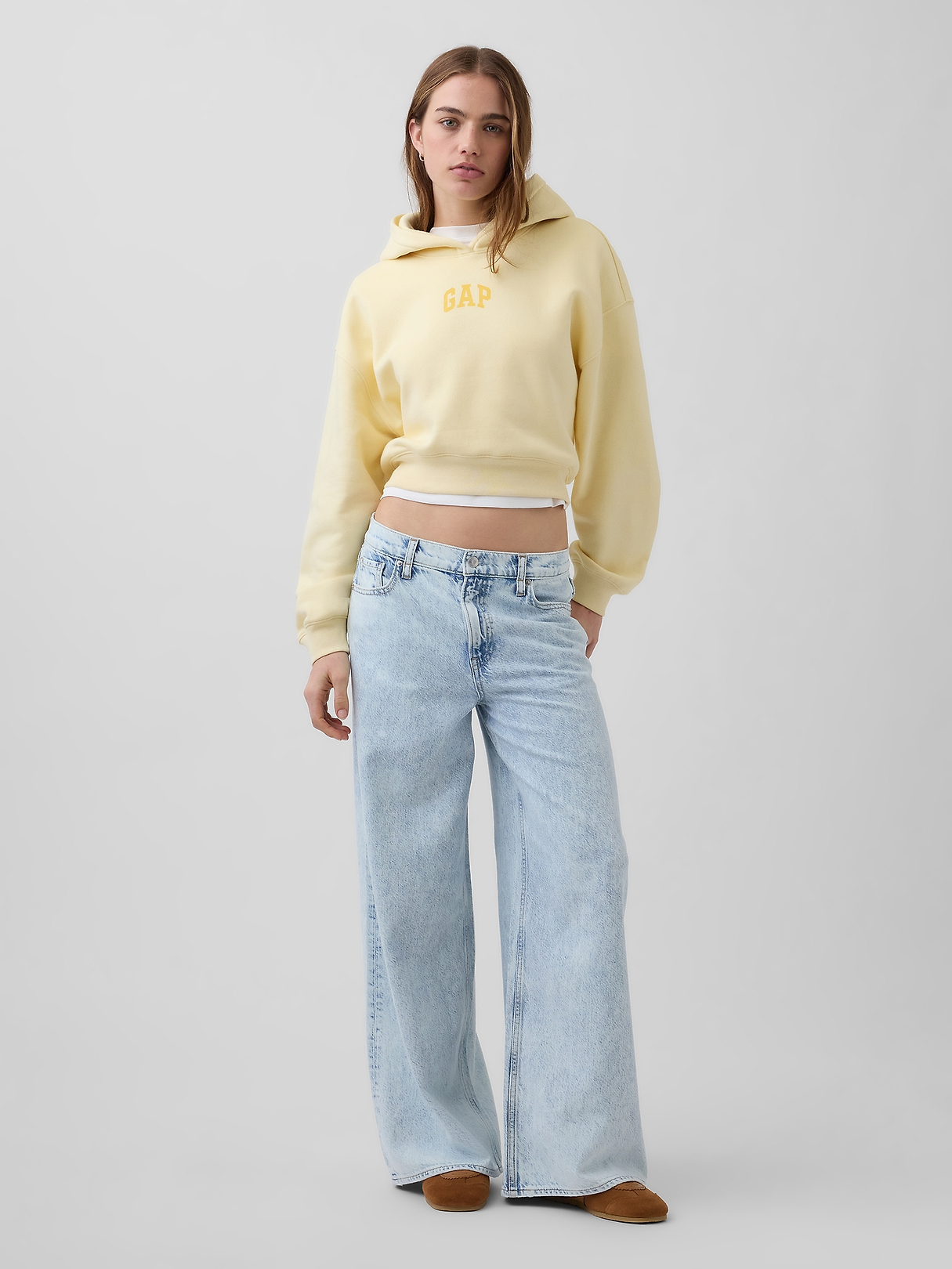 VintageSoft Oversized Crop Logo Hoodie | Gap