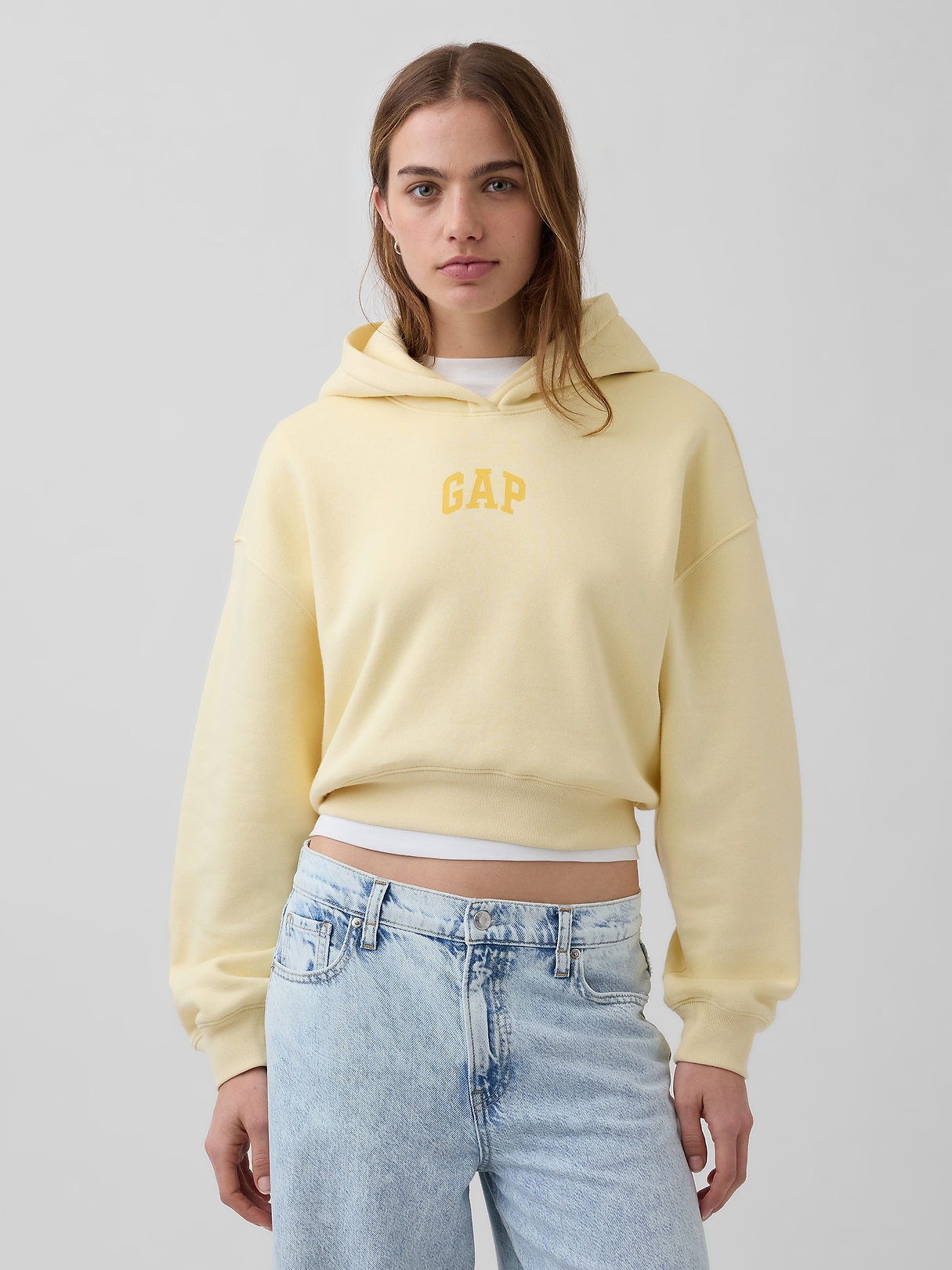VintageSoft Oversized Crop Logo Hoodie | Gap