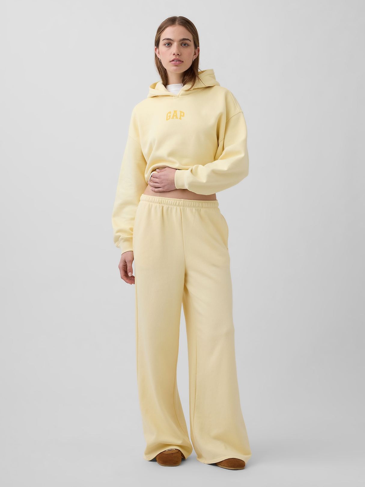 VintageSoft Oversized Crop Logo Hoodie | Gap
