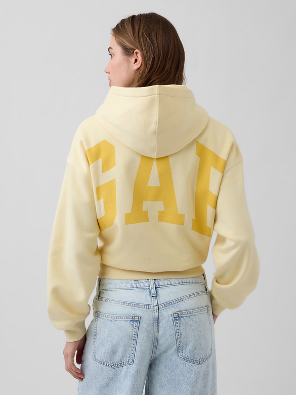 VintageSoft Oversized Crop Logo Hoodie
