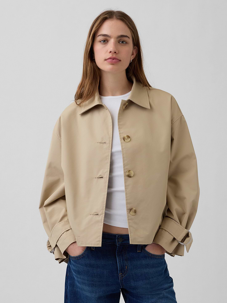 Image number 1 showing, Oversized Crop Trench Jacket