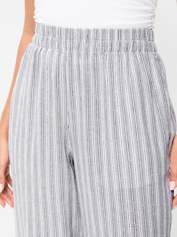 High-Waisted Linen-Blend Super Wide-Leg Pants