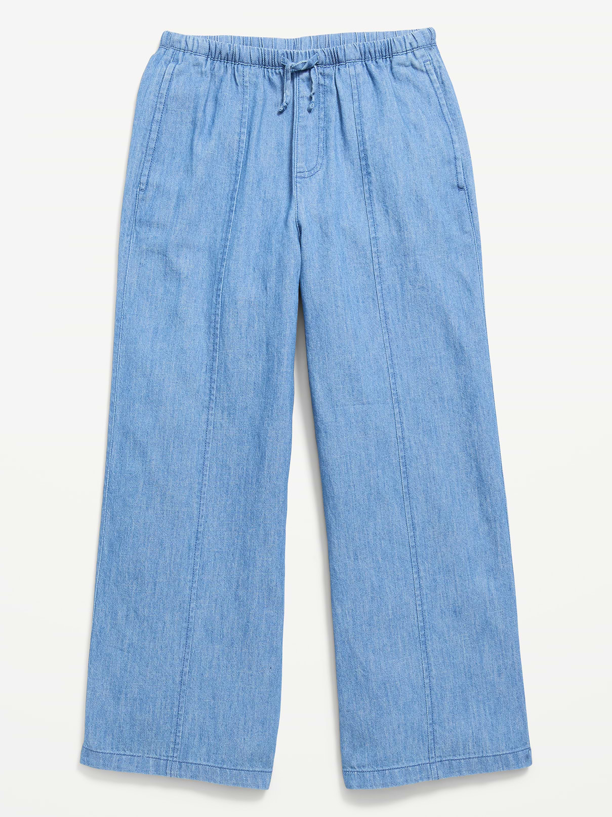 Image number 4 showing, Pull-On Wide-Leg Chambray Pants for Girls