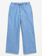 Image number 4 showing, Pull-On Wide-Leg Chambray Pants for Girls