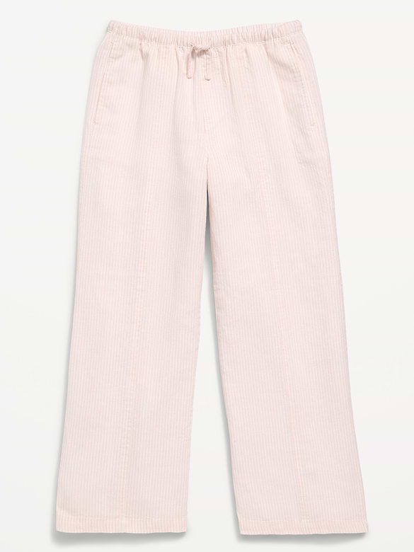 Striped Linen-Blend Wide-Leg Pants for Girls