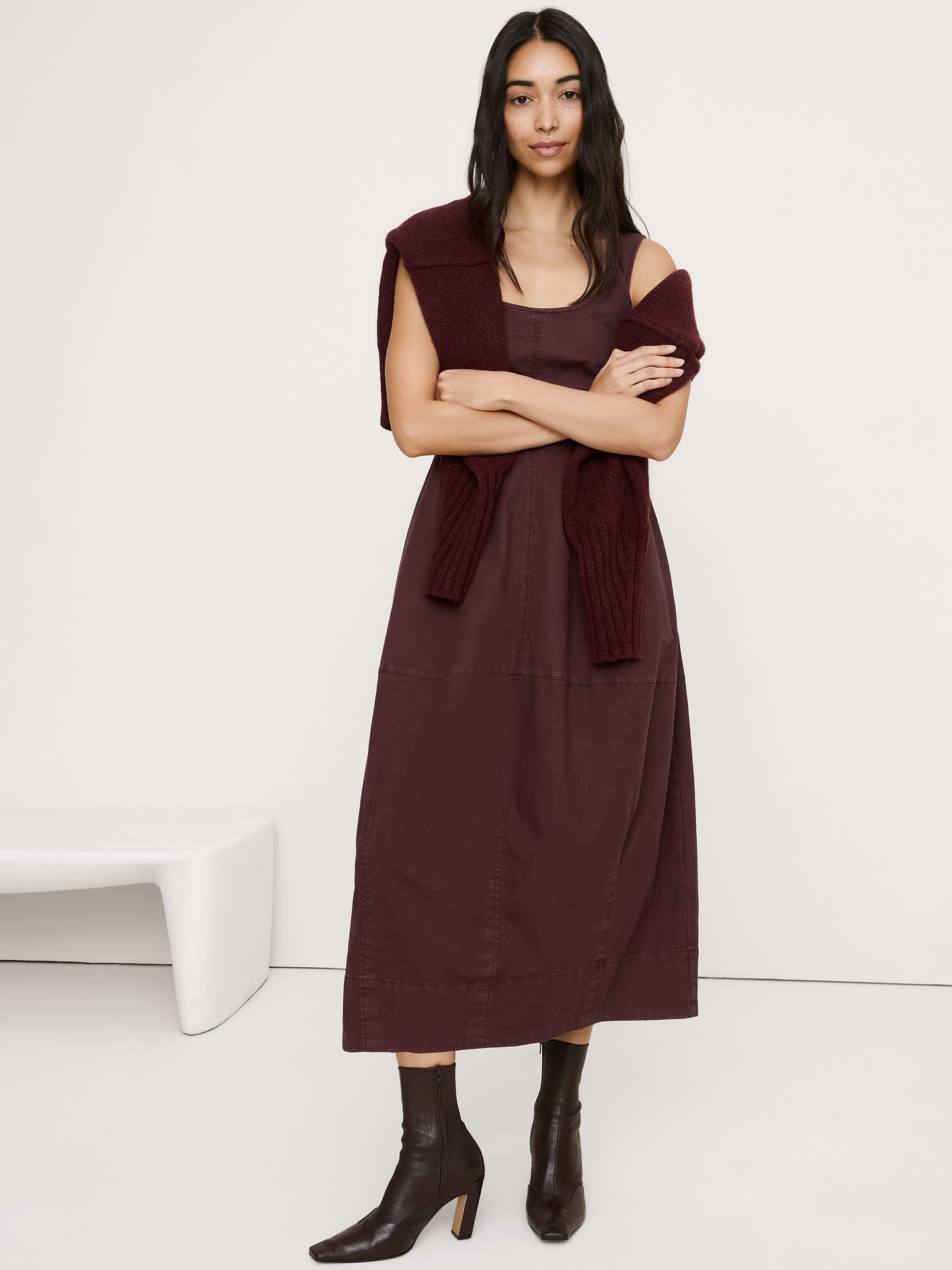 Image number 1 showing, Stretch-Cotton Barrel Midi Dress