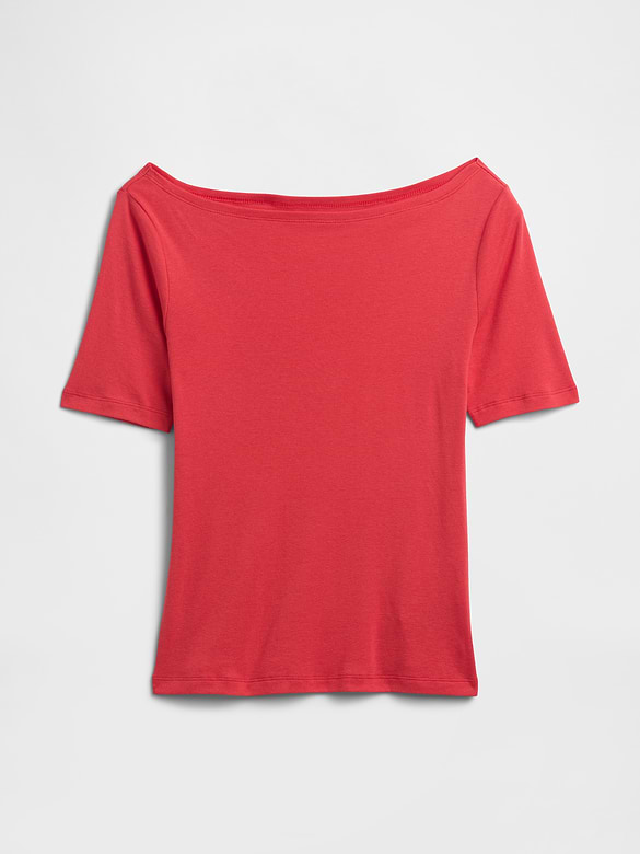 Modern Ribbed Boatneck T-Shirt