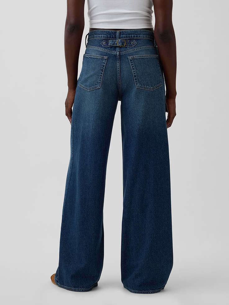 Image number 4 showing, Mid Rise UltraSoft Buckle Baggy Jeans