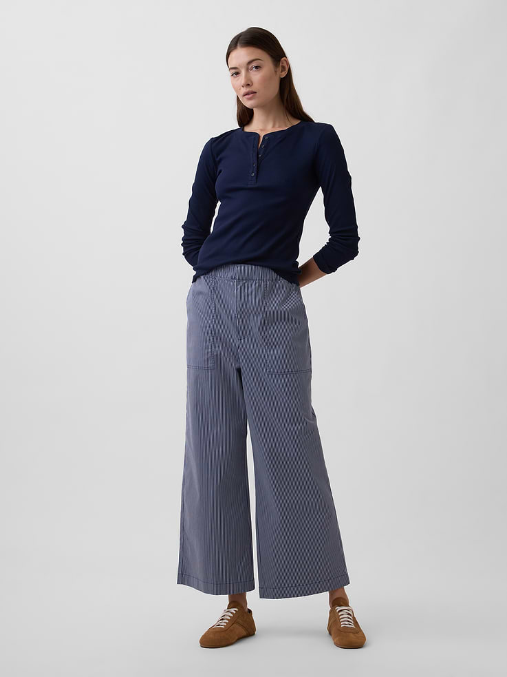 Image number 1 showing, High Rise Easy Wide-Leg Khakis