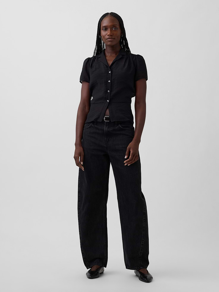 Image number 2 showing, Sheer Button-Front Peplum Top