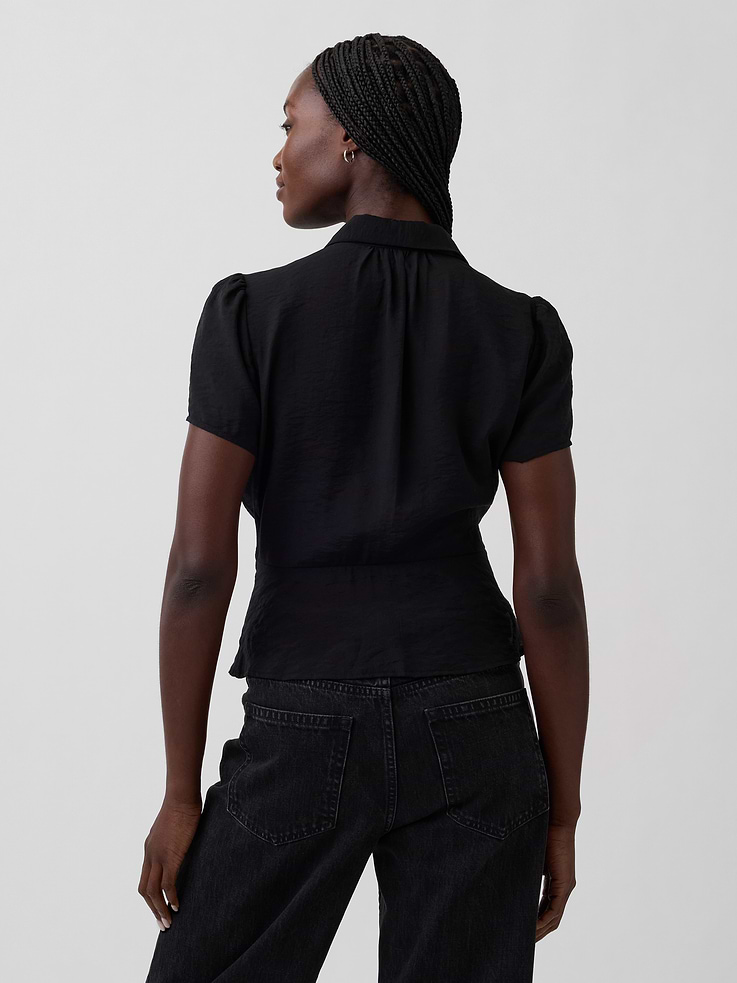 Image number 3 showing, Sheer Button-Front Peplum Top
