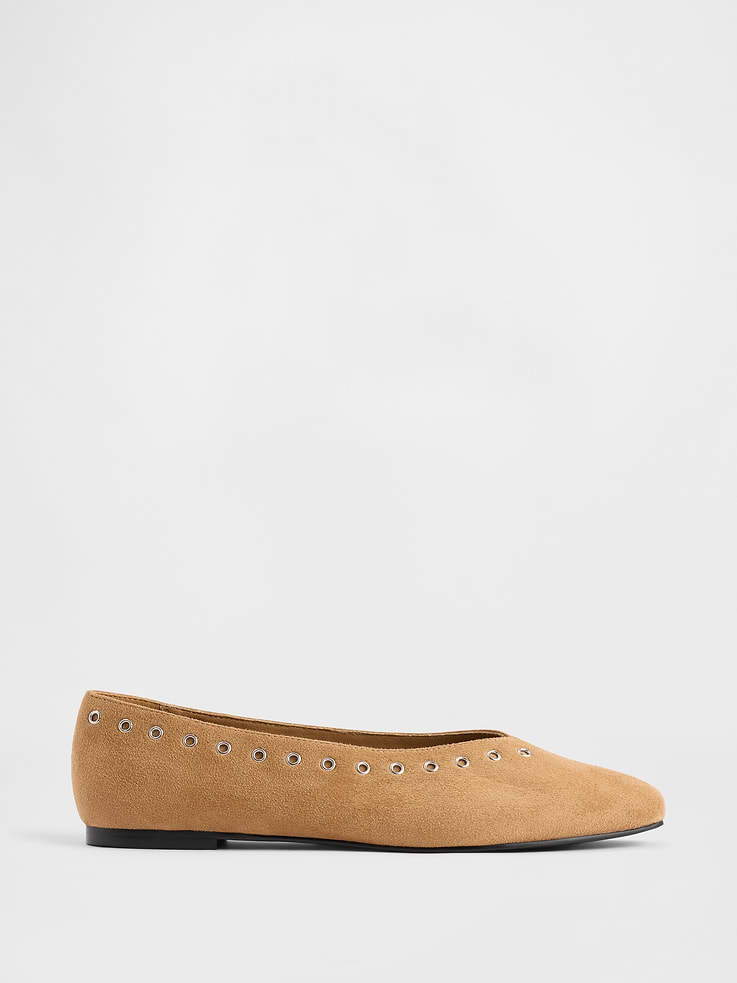Image number 1 showing, Vegan Suede Ballet Flats