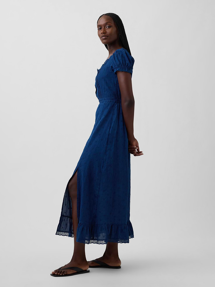 Image number 3 showing, Embroidered Puff-Sleeve Maxi Dress