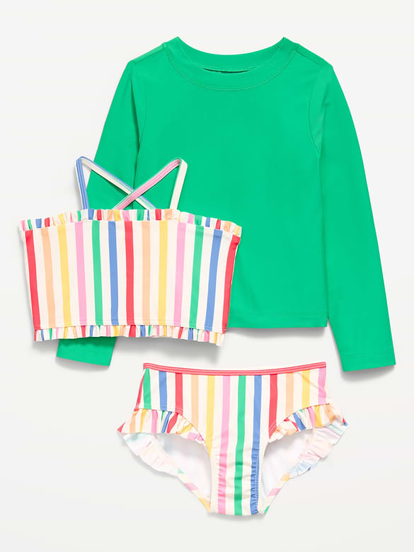 Printed Rashguard and Bikini Swim Set for Toddler Girls