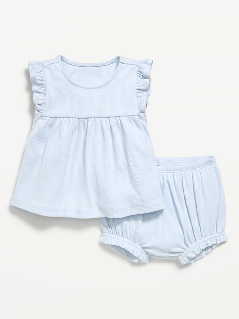 Ribbed Ribbed Flutter-Sleeve Top and Shorts Set for Baby on clearance at Old Navy — 60% off