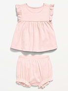 Image number 2 showing, Ribbed Flutter-Sleeve Top and Shorts Set for Baby