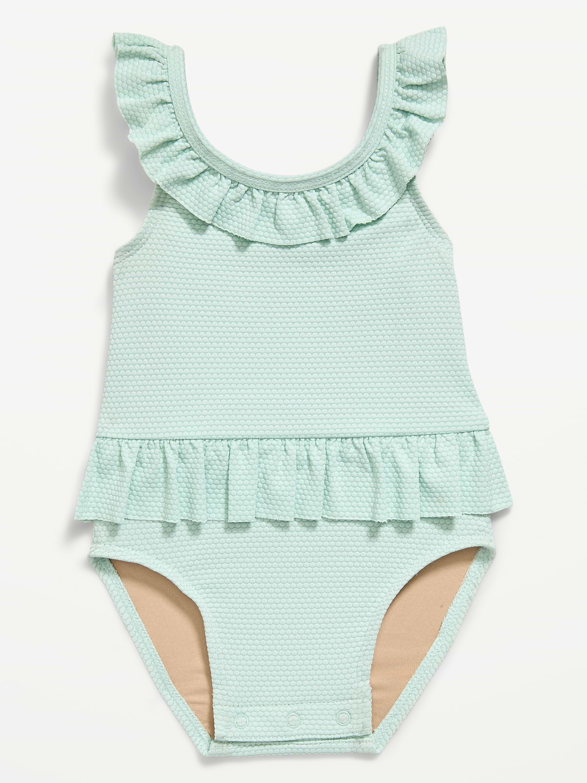 Textured Ruffle-Trim One-Piece Swimsuit for Baby