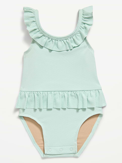 Textured Textured Ruffle-Trim One-Piece Swimsuit for Baby on clearance at Old Navy — 57% off