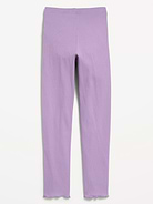 Image 2 of 2, Ribbed Lettuce-Edge Leggings for Girls