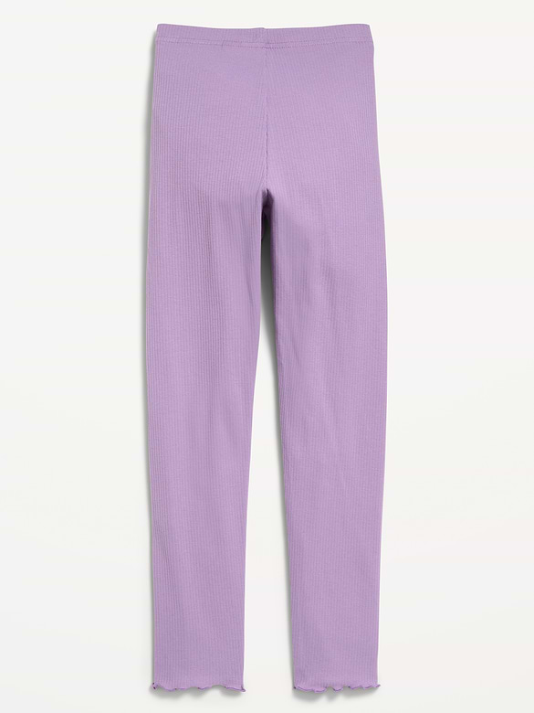 Ribbed Lettuce-Edge Leggings for Girls