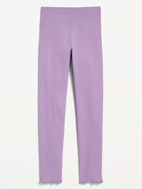 Ribbed Ribbed Lettuce-Edge Leggings for Girls on clearance at Old Navy — 30% off