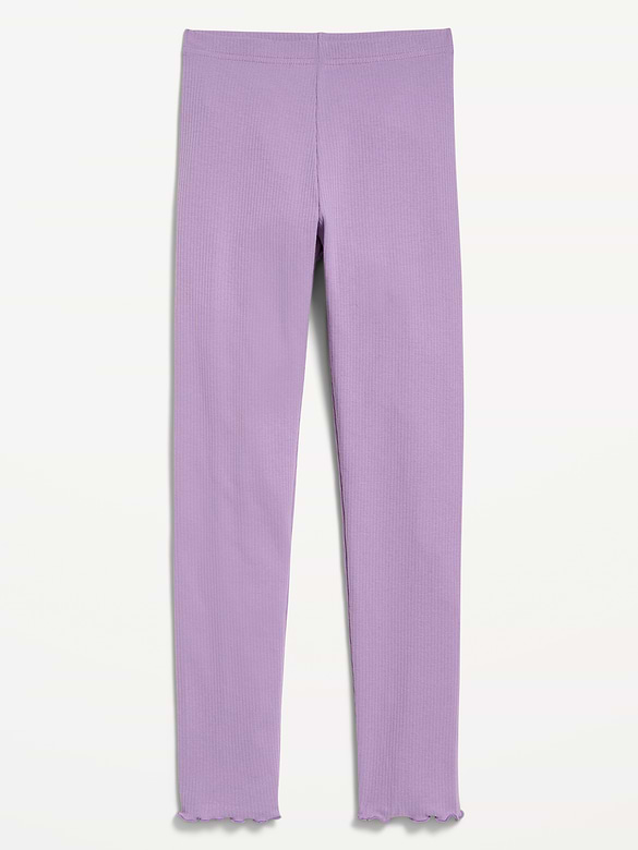 Ribbed Lettuce-Edge Leggings for Girls