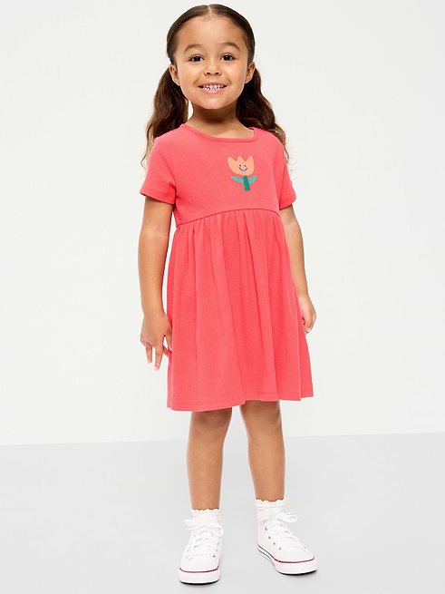 Short Short-Sleeve Ribbed Graphic Dress for Toddler Girls on clearance at Old Navy — 50% off