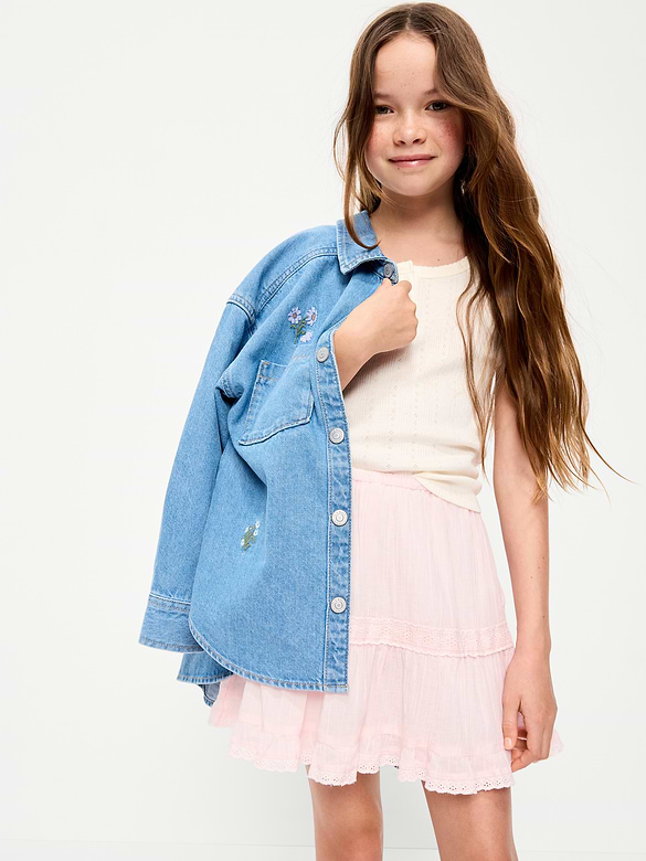 Crinkle Gauze Skort for Girls