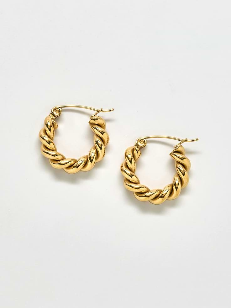 Image number 1 showing, Admiral Row Gold Oval Twist Hoop Earrings