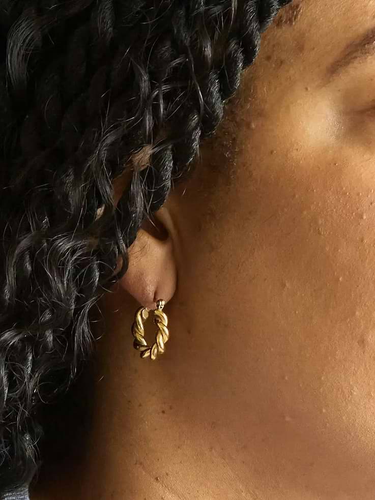 Image number 5 showing, Admiral Row Gold Oval Twist Hoop Earrings