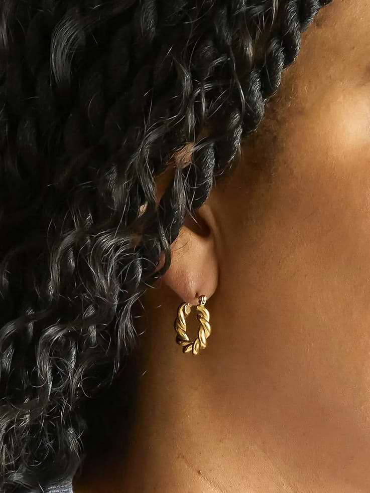 Image number 2 showing, Admiral Row Gold Oval Twist Hoop Earrings