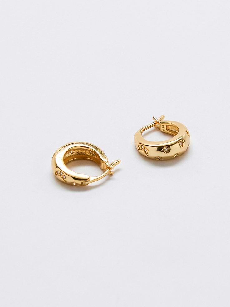 Image number 5 showing, Admiral Row Moon And Star Gold Hoop Earrings