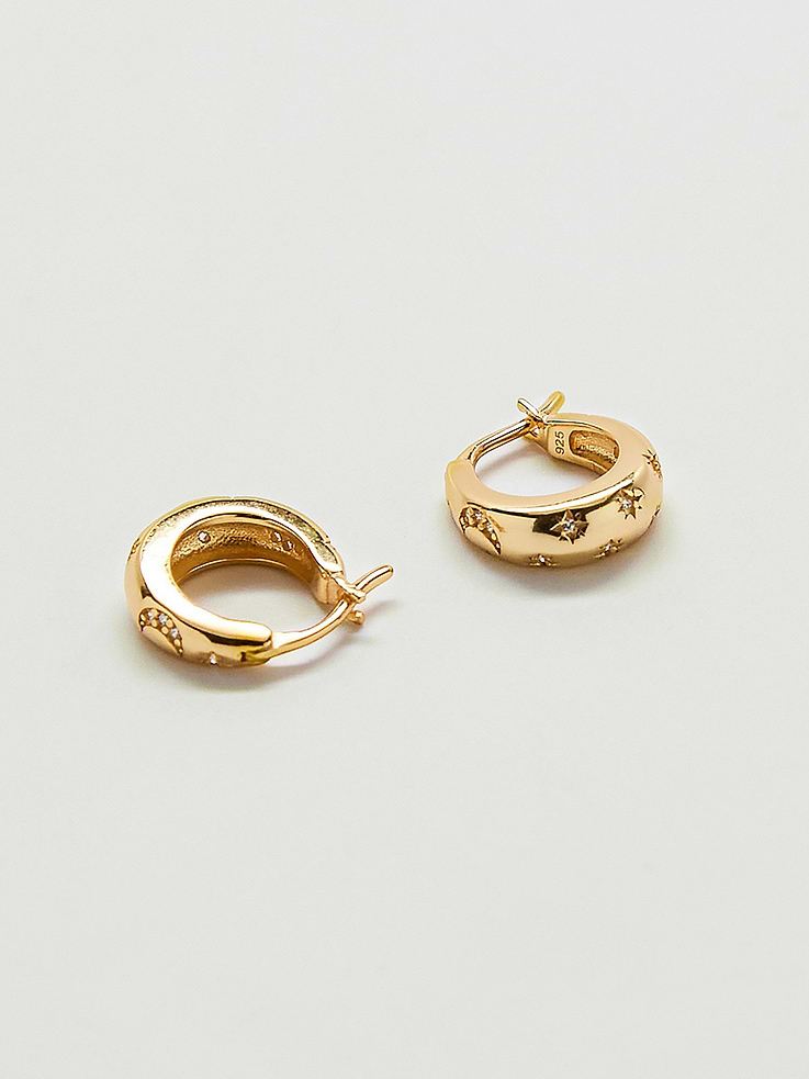 Image number 3 showing, Admiral Row Moon And Star Gold Hoop Earrings