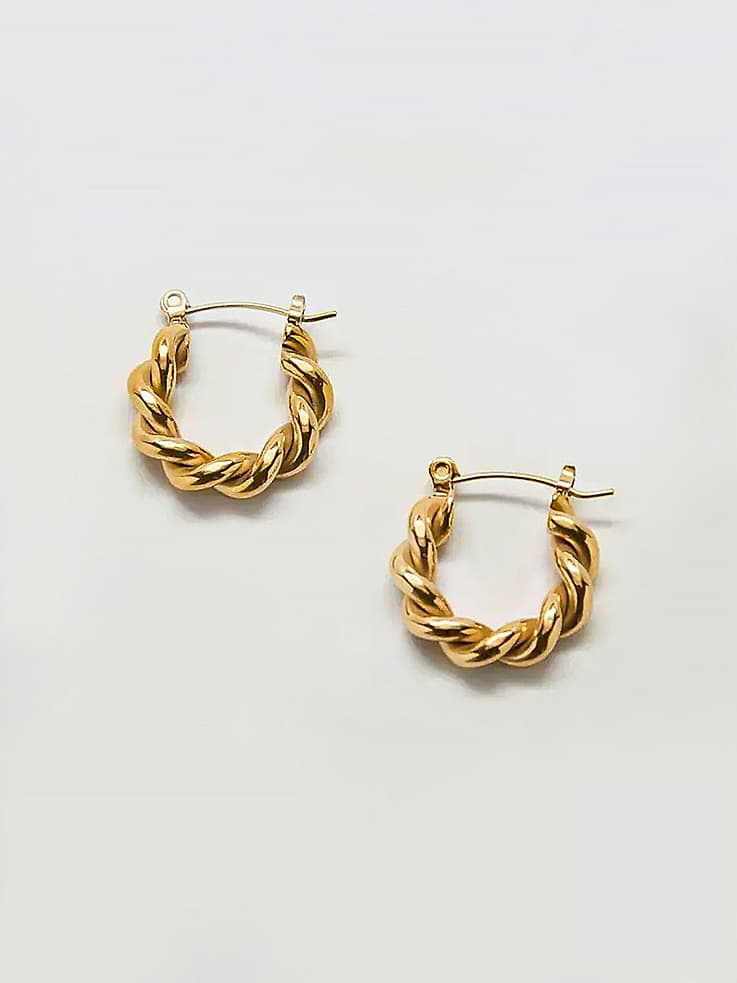 Image number 3 showing, Admiral Row Gold Oval Twist Hoop Earrings