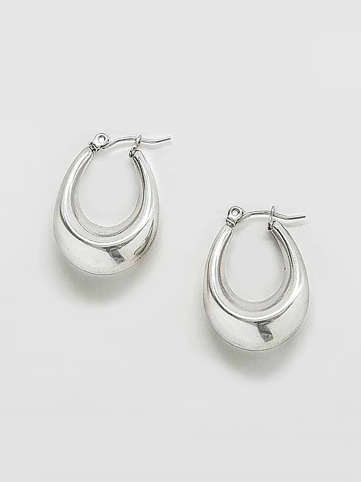 Image number 1 showing, Admiral Row Silver Oval Hoop Earrings