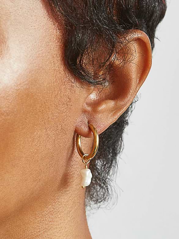 Admiral Row Gold Single Pearl Huggie Earrings
