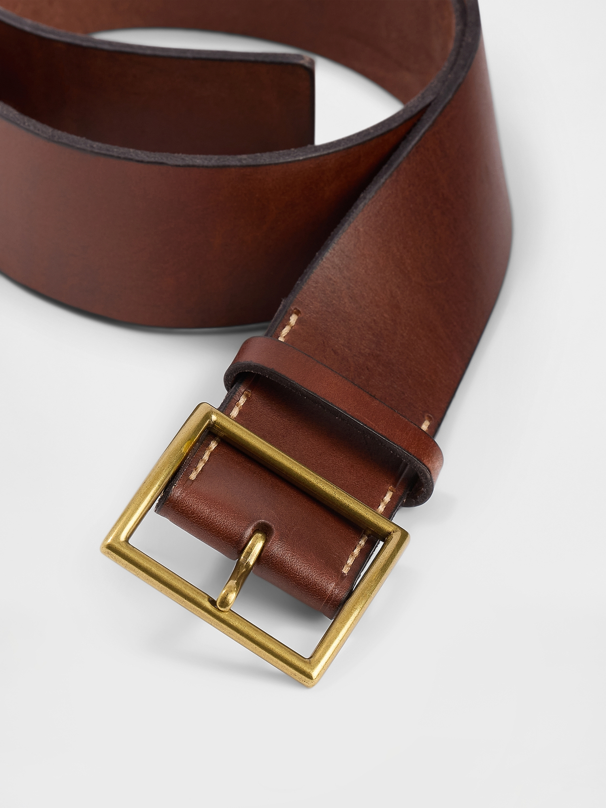 Leather Square-Buckle Belt | Gap