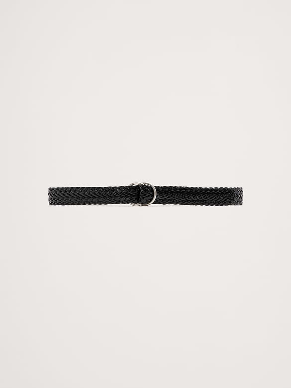 Ceinture fine en cuir tressé